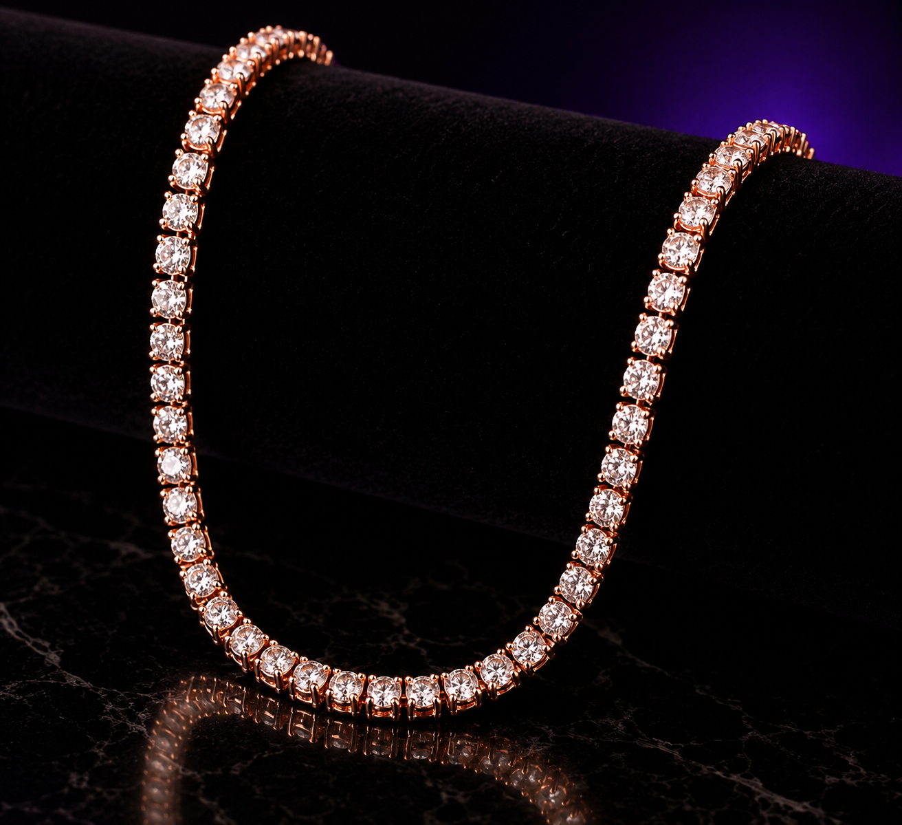 Moissanite Tennis Chain (Rose Gold)